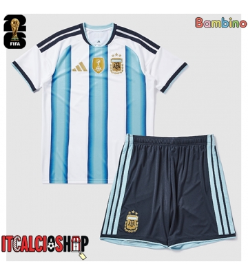 Argentina Prima Maglia Bambino Mondiali 2026 Manica Corta (+ Pantaloni corti)